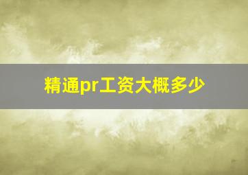 精通pr工资大概多少