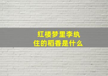 红楼梦里李纨住的稻香是什么