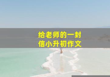 给老师的一封信小升初作文