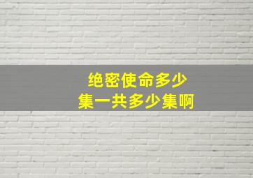 绝密使命多少集一共多少集啊