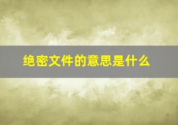 绝密文件的意思是什么