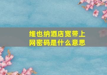 维也纳酒店宽带上网密码是什么意思