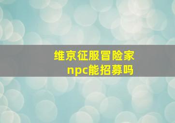 维京征服冒险家npc能招募吗