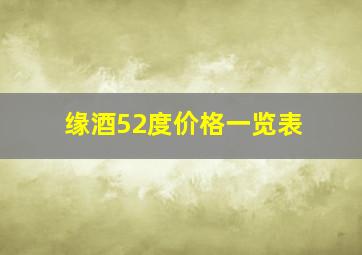 缘酒52度价格一览表