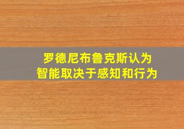 罗德尼布鲁克斯认为智能取决于感知和行为