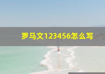 罗马文123456怎么写