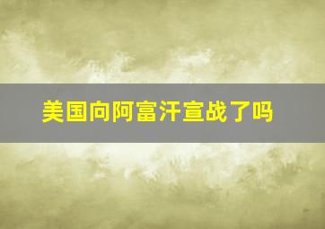 美国向阿富汗宣战了吗