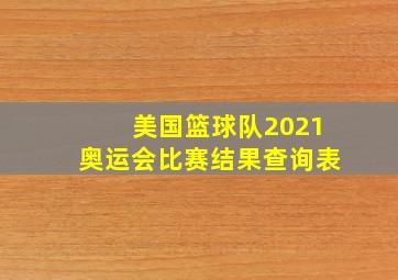 美国篮球队2021奥运会比赛结果查询表