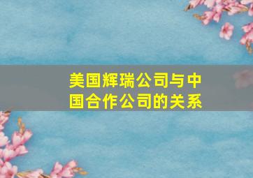 美国辉瑞公司与中国合作公司的关系