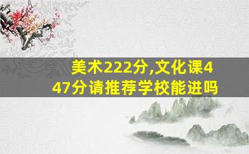 美术222分,文化课447分请推荐学校能进吗