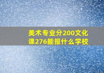 美术专业分200文化课276能报什么学校