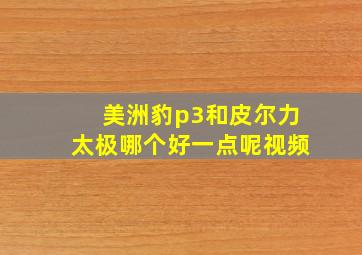 美洲豹p3和皮尔力太极哪个好一点呢视频