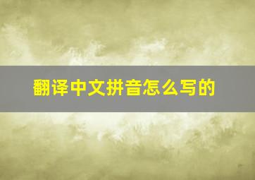 翻译中文拼音怎么写的