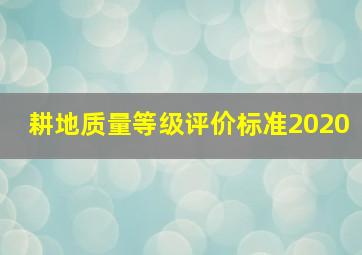 耕地质量等级评价标准2020