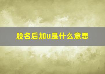 股名后加u是什么意思