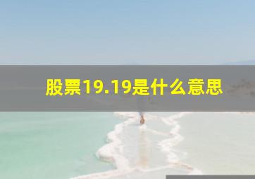 股票19.19是什么意思