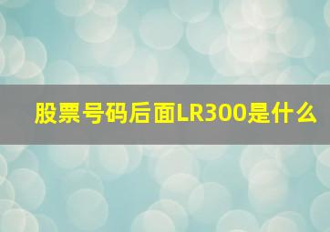 股票号码后面LR300是什么