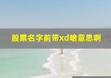 股票名字前带xd啥意思啊