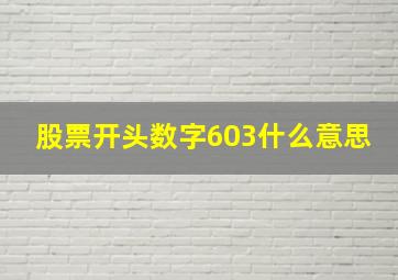 股票开头数字603什么意思