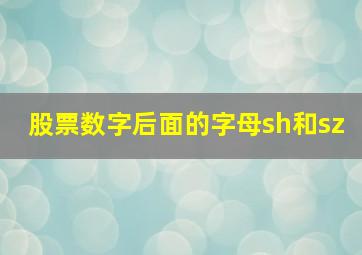 股票数字后面的字母sh和sz