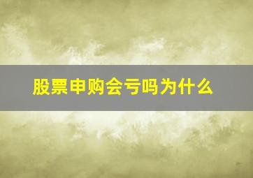 股票申购会亏吗为什么