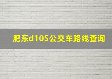 肥东d105公交车路线查询