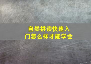 自然拼读快速入门怎么样才能学会