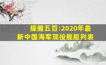 艨艟五百:2020年最新中国海军现役舰艇列表