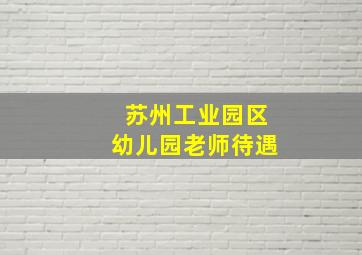 苏州工业园区幼儿园老师待遇