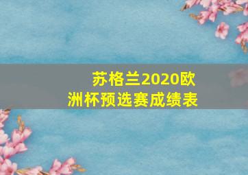 苏格兰2020欧洲杯预选赛成绩表