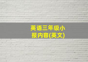 英语三年级小报内容(英文)