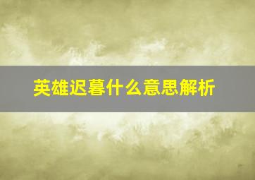 英雄迟暮什么意思解析