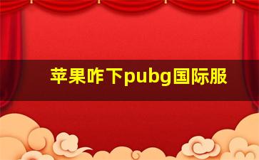 苹果咋下pubg国际服