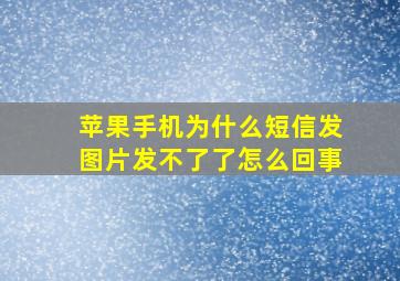 苹果手机为什么短信发图片发不了了怎么回事