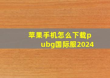 苹果手机怎么下载pubg国际服2024