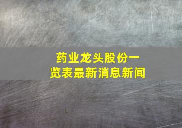 药业龙头股份一览表最新消息新闻