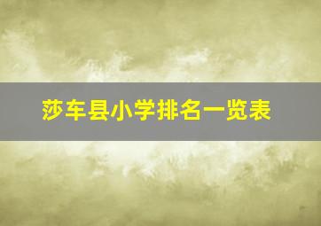 莎车县小学排名一览表