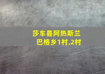 莎车县阿热斯兰巴格乡1村,2村