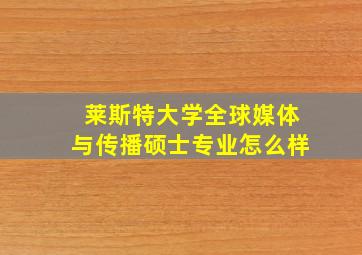 莱斯特大学全球媒体与传播硕士专业怎么样