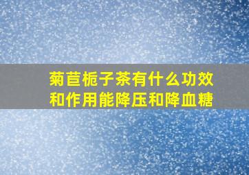 菊苣栀子茶有什么功效和作用能降压和降血糖