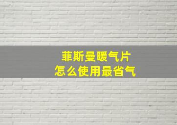 菲斯曼暖气片怎么使用最省气