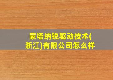 蒙塔纳锐驱动技术(浙江)有限公司怎么样