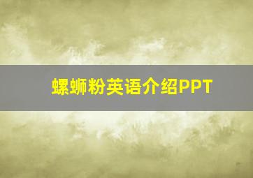 螺蛳粉英语介绍PPT