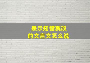 表示知错就改的文言文怎么说