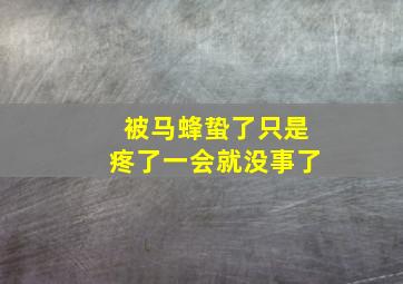 被马蜂蛰了只是疼了一会就没事了