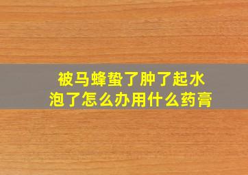 被马蜂蛰了肿了起水泡了怎么办用什么药膏