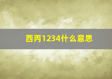 西丙1234什么意思