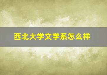 西北大学文学系怎么样