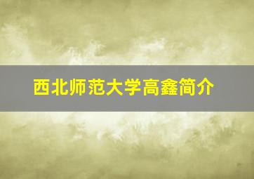 西北师范大学高鑫简介