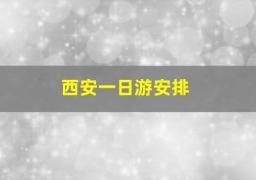 西安一日游安排